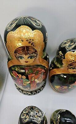 VTG Ceprueb Nocag Russian Fairy Tale Matryoshka Wooden Nesting Dolls 14