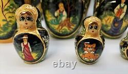 VTG Ceprueb Nocag Russian Fairy Tale Matryoshka Wooden Nesting Dolls 14