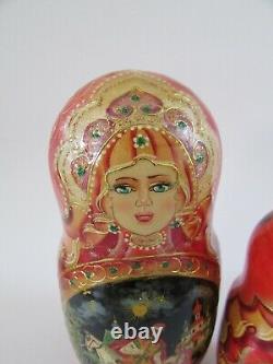 VTG Ceprueb Nocag Russian Fairy Tale Matryoshka Wooden Nesting Dolls 5