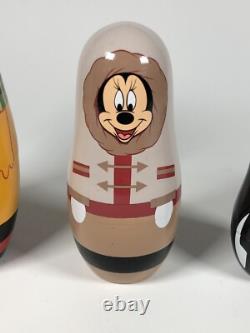 VTG DISNEY CRUISE LINE DCL MICKEY RUSSIAN NESTING DOLLS SET Holland Lumberjack
