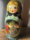 Vtg Folk-art Fairytale Hand Made Russian Matryoshka Nesting Doll Set 9 10 Pc