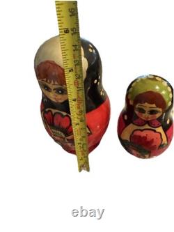VTG Hand painted Authentic Ukrainian nesting dolls Set Of 5 Made In Ukraine Read