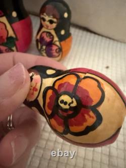 VTG Hand painted Authentic Ukrainian nesting dolls Set Of 5 Made In Ukraine Read