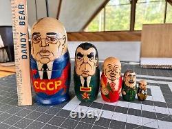 VTG Past Russian Soviet Political Leaders Nesting Doll Matryoshka 5 pcs RARE