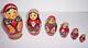 Vtg Russian Matryoshka Wooden Nesting Dolls Hand Painted With Babushka Signed 1989