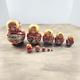 Vtg Russian Matryoshka 5 Nesting Dolls 10 Piece Signed Winter Village Red Gold