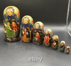 VTG Russian Matryoshka Nesting Dolls 8 Hand Painted 7 Pieces Signed by Artist