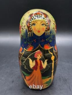 VTG Russian Matryoshka Nesting Dolls 8 Hand Painted 7 Pieces Signed by Artist