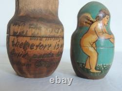 VTG Russian Matryoshka signed Nesting Dolls 10 Pc Religious Angels Cherub Poetry