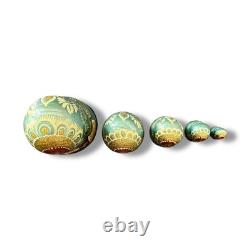 VTG Russian Nesting Doll Matryoshka 7.25 Wooden Stacking Set 5 Rare Wood Art