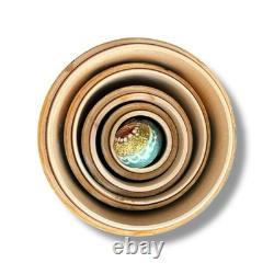 VTG Russian Nesting Doll Matryoshka 7.25 Wooden Stacking Set 5 Rare Wood Art