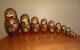 Vtg Russian Sergiev Posad Wooden Khokhloma Style Matryoshka Nesting Dolls 10pc