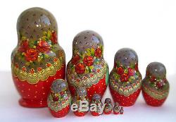 Vintage 10Pcs Signed Matryoshka Russian Fairy Tale Nesting Doll Magnificent 2001