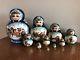 Vintage 10pcs Signed Russian Winter Christmas Nesting Doll Magnificent