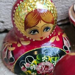 Vintage 10 Piece Exclusive Babushka Matryoshka Russian Stacking Nesting Dolls 5