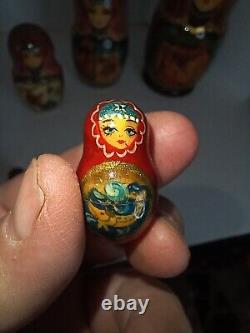 Vintage 10 Piece Russian Nesting Doll Set Handpainted signed, not mass produced