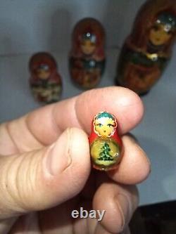 Vintage 10 Piece Russian Nesting Doll Set Handpainted signed, not mass produced