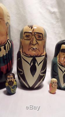 Vintage 10 Piece Set Russian Nesting Dolls Matryoshka Russian Soviet Leaders
