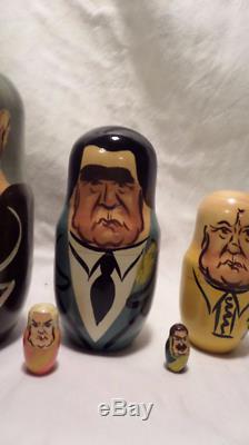 Vintage 10 Piece Set Russian Nesting Dolls Matryoshka Russian Soviet Leaders