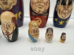 Vintage 10-Piece Set of Russian Matroshka Nesting Doll Russian Presidents