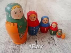 Vintage 1930s USSR Russian Babushka Matryoshka Nesting Dolls(6) Very Rare