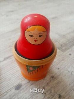 Vintage 1930s USSR Russian Babushka Matryoshka Nesting Dolls(6) Very Rare