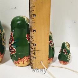 Vintage 1990s Russian Matryoshka Nesting Dolls Ceprueb Nocag signed Set Of 5