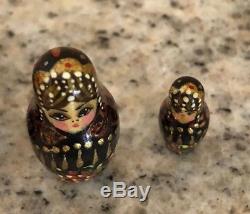 Vintage 1992 Hand Painted Russian Nesting Dolls Zagorsk Signed 9 pcs Firebird