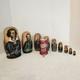 Vintage 1996 Russian Nesting Doll Poets Pushkin Etc Signed Wahah 9 Pce Wood