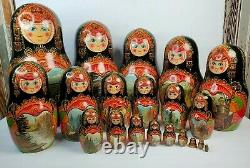 Vintage 20-Piece Russian Nesting Dolls Set Signed and Dated 1992 withone missing