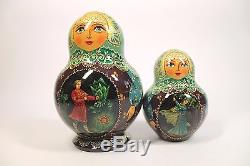 Vintage 5 Pcs Matryoshka Russian Fairy Tale Nesting Doll Magnificent #095