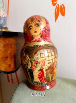 Vintage 7pc Russian Nesting Dolls Matryoshka Sergiev Posad handpainted 7.5 2000