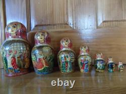 Vintage 7pc Russian Nesting Dolls Matryoshka Sergiev Posad handpainted 7.5 2000