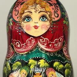 Vintage 8 Signed Folklore Samovar Tea Russian Handmade 7 Pce Nesting Doll