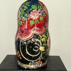 Vintage 8 Signed Folklore Samovar Tea Russian Handmade 7 Pce Nesting Doll