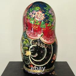 Vintage 8 Signed Folklore Samovar Tea Russian Handmade 7 Pce Nesting Doll
