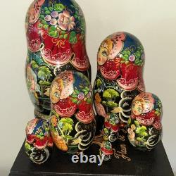 Vintage 8 Signed Folklore Samovar Tea Russian Handmade 7 Pce Nesting Doll