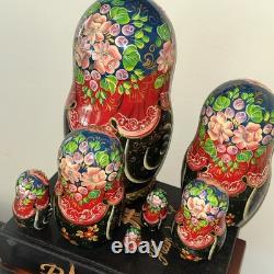 Vintage 8 Signed Folklore Samovar Tea Russian Handmade 7 Pce Nesting Doll