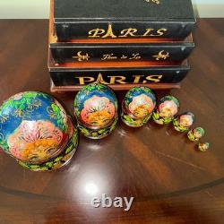 Vintage 8 Signed Folklore Samovar Tea Russian Handmade 7 Pce Nesting Doll