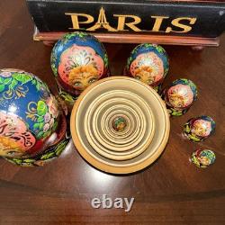 Vintage 8 Signed Folklore Samovar Tea Russian Handmade 7 Pce Nesting Doll