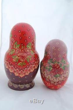 Vintage 9Pcs Signed Matryoshka Russian Fairy Tale Nesting Doll Magnificent 1998