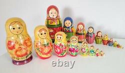 Vintage 9 & 11 PC Hand Painted/Signed Russian Nesting Doll Matreshka