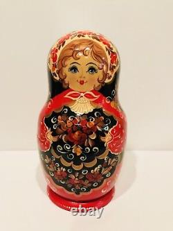 Vintage 9 Tall Russian Matryoshka Doll. Set Of 9 Dolls. Rare And Unique! Signed