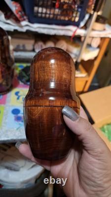 Vintage ARTISAN Signed Religious Russian Nesting Matryoshka 5 Wood Dolls