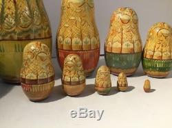 Vintage / Antique Authentic Signed Matryoshka Russian Nesting Doll 10 Piece