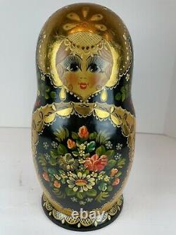 Vintage Authentic Russian Matryoshka Nesting Dolls 15 piece set Gold Leaf