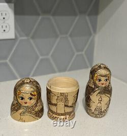 Vintage Authentic Russian Nesting Dolls by Ceprueb Nocag Handmade 5 piece OOAK