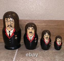 Vintage Beatles Wood Russian Nesting Doll John Lennon Paul McCartney Ringo Starr