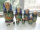 Vintage Blue Russian Nesting Dolls Signed Ceprueb Nocag Set Of 10 Hand Painted