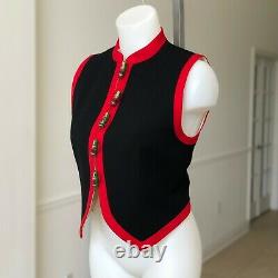 Vintage CHEAP and CHIC by MOSCHINO black red wool Russian Dolls buttons vest 10
